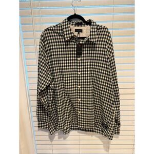 Ted Baker London Mens House Check Flannel‎ Shirt Dark Green Gingham Size 7 NEW